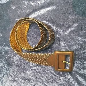 New York & Co Genuine Bonded Leather Braided Belt Black Size S/M 41.5” Long